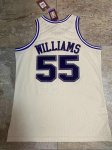 NBA 55 Jason Williams Kings M&N authentique crème Chainstitch Maillot